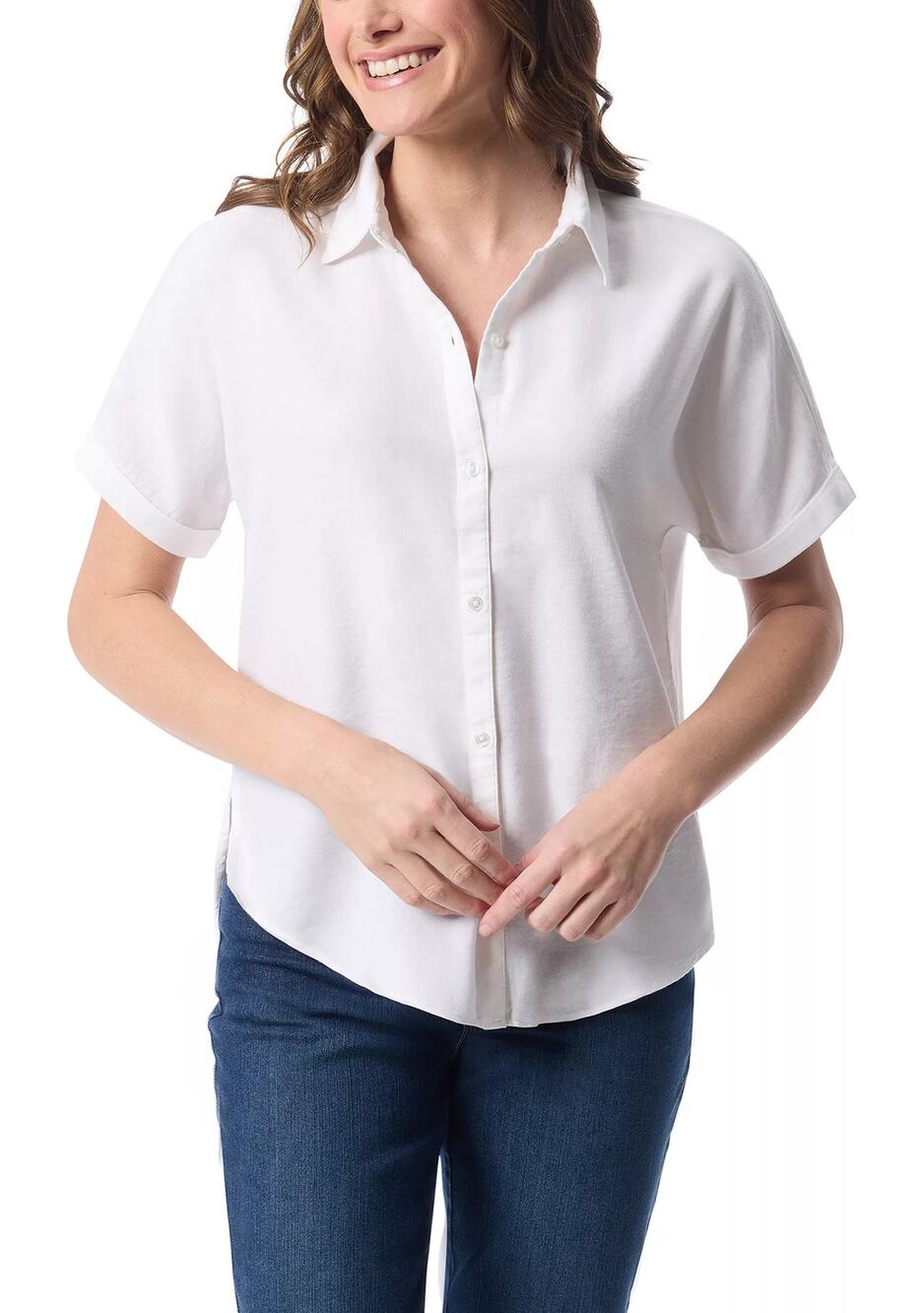 Gloria Vanderbilt Women's Daisy Collared Top in White